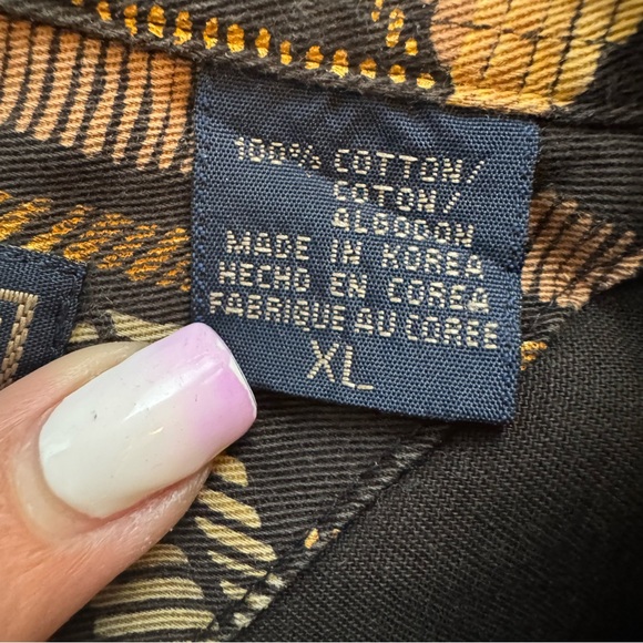 VTG Roper Black Aztec Snap Front Long Sleeve Western Shirt Men’s Size X-Large - Picture 7 of 9